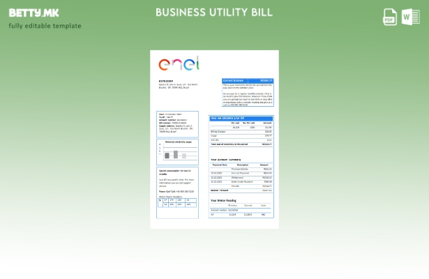 Модерен стил на Енел Бразил, шаблон за деловна сметка за електрична енергија за 